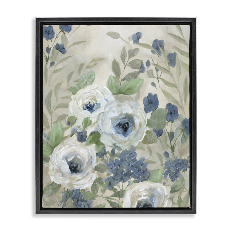 "Blossoms", art mural sur toile flottante, Cadre flottant noir de jais, H 21 po x l 17 po