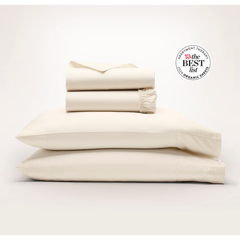 Percale Hemmed Sheet Set, California King Sheet Set with 2 King Pillowcases, Natural