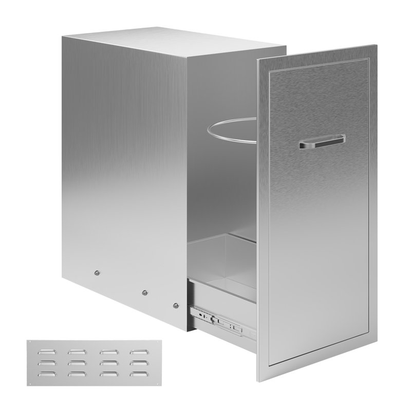 Tiroir de cuisine d'extérieur en acier inoxydable avec plateau coulissant P 20 po x H 26 po x l 14 po