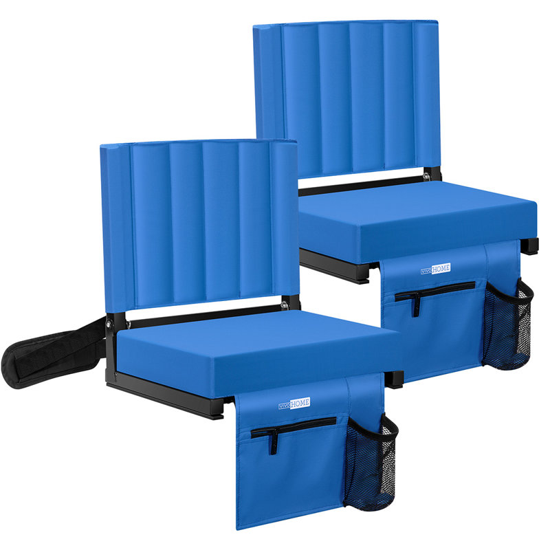 Siège de stade pliant avec coussins Shoichiro, Bleu et noir