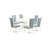 7 Piece Modern Dining Table Set Consist of an Oval Wooden Table with Butterfly Leaf and 6 Baby Blue Linen Fabric Upholstered Chairs, Linen White-272276623