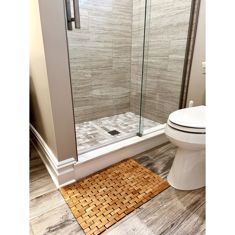  Bath Mat, Shower Mat, Bathtub Mat, Bathroom Accessory, Wood, Rayon from Bamboo, 23.5"L x 16.5"W x 0.4"H