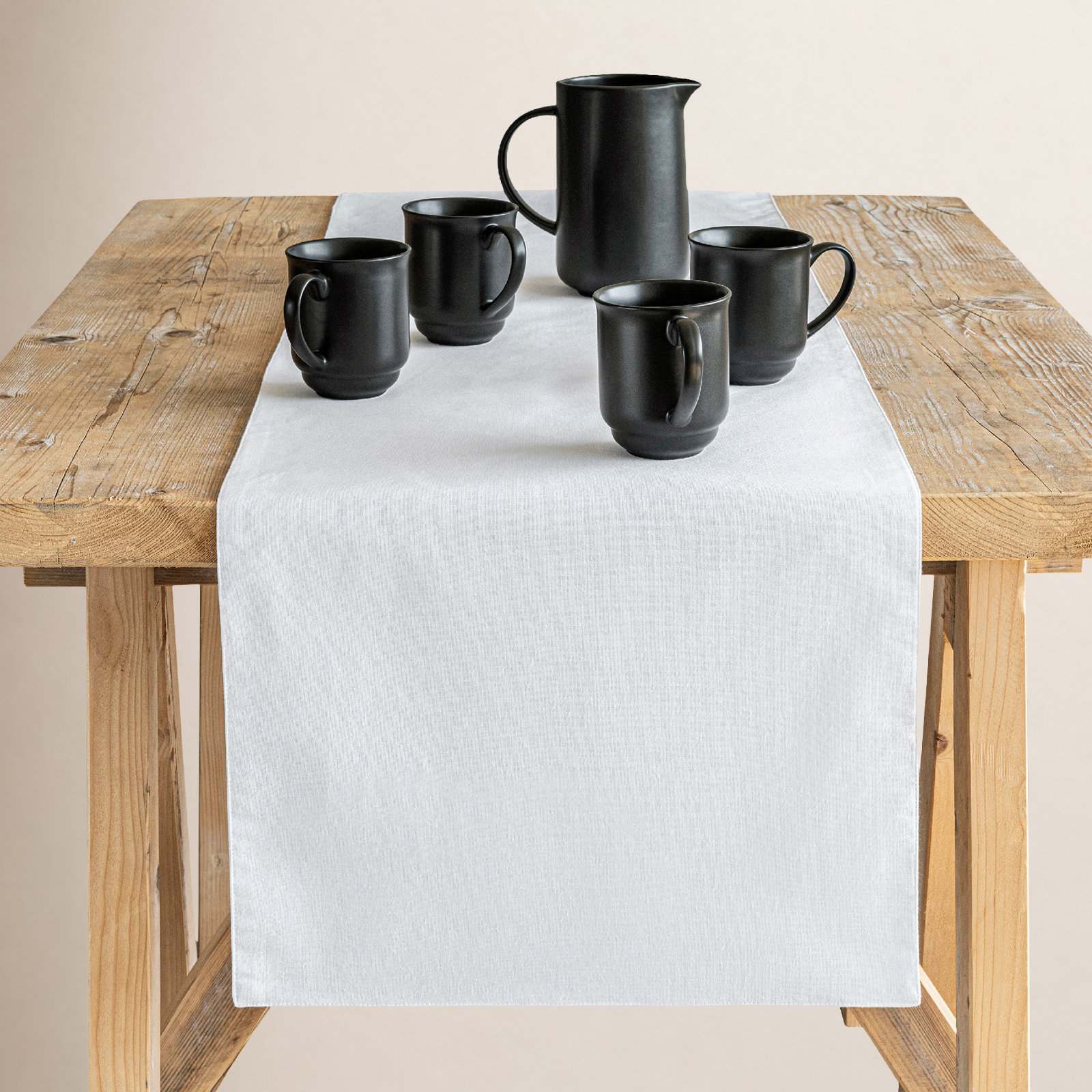 Woven Chambray Table Runnner, 18" W x 90" L, White
