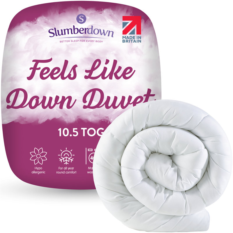 Feels Like Down 10.5 Tog All Year Round Embossed Cover Machine Washable Duvet, Double (4'6)