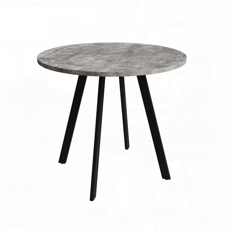 33.5'' Modern Minimalist Round Dining Table with Gray Cement Texture