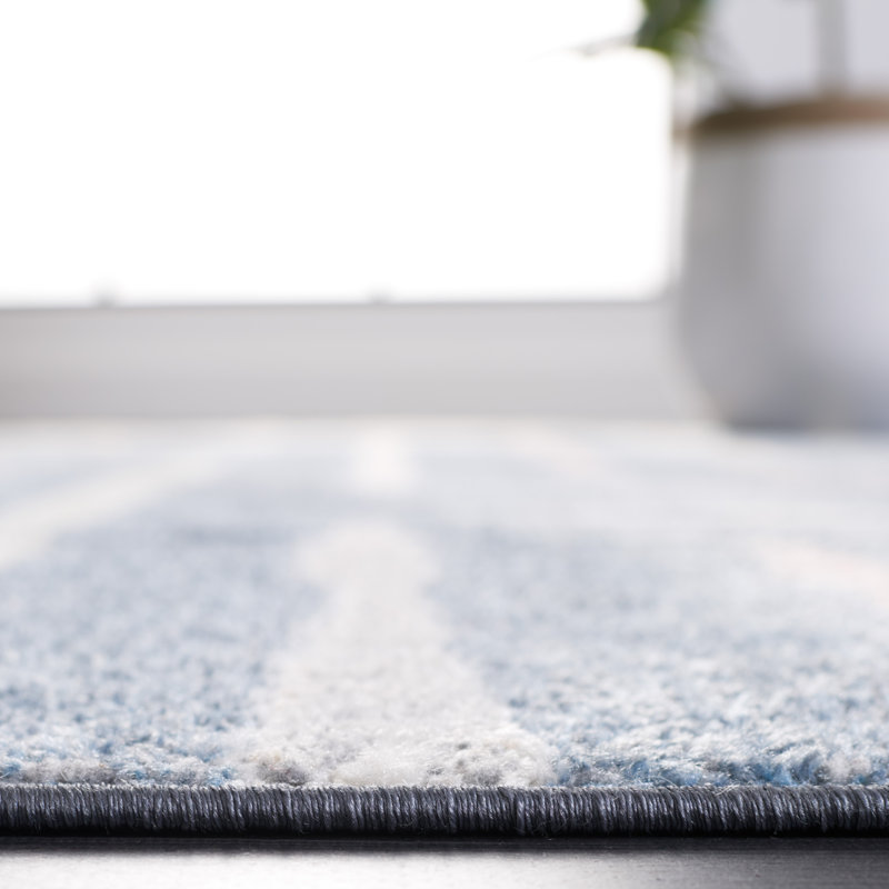 Tapis lavable bleu / ivoire Setebos, Rectangle 4 pi x 6 pi