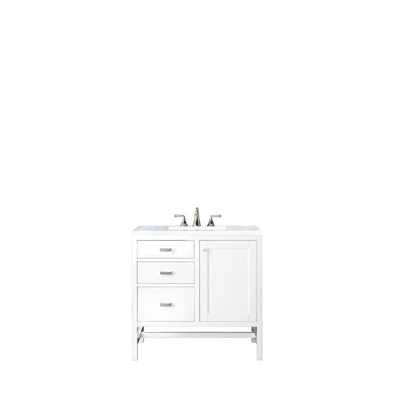 Addison 36'' W Vanity, Carrara White, 8" Widespread, Glossy White
