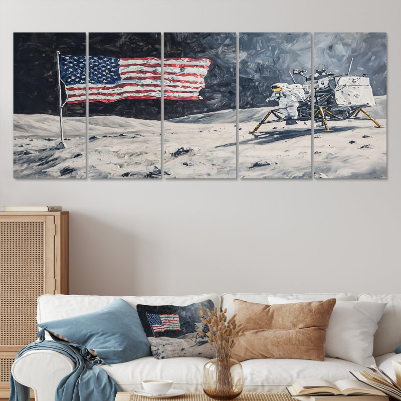 Lachie - Art mural lune - ensemble d'art mural 5 pièces, H 28 po x l 60 po