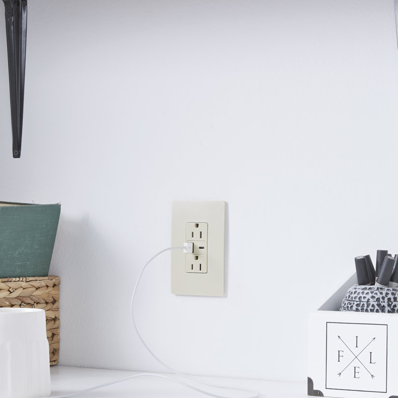radiant 15A inviolable avec prise de courant USB de type A ultra-rapide 6,0A, Ivoire ivoire