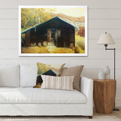 «Wooden Cabin in a Forest in the Mountains», reproduction d'art sur toile