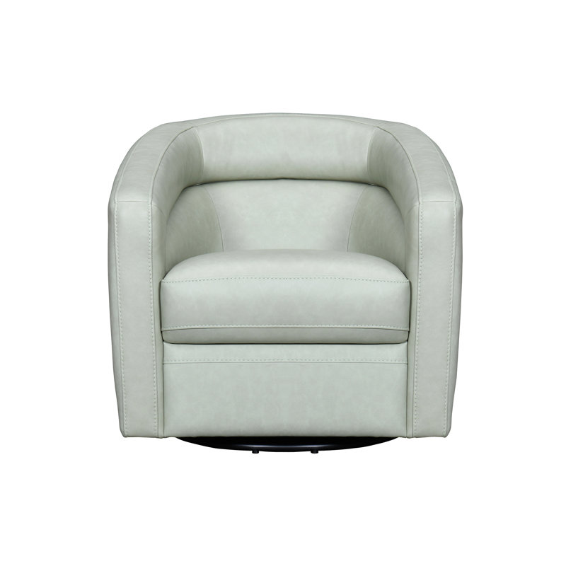 Khyion Upholstered Swivel Armchair, Green Genuine Leather/Faux Leather
