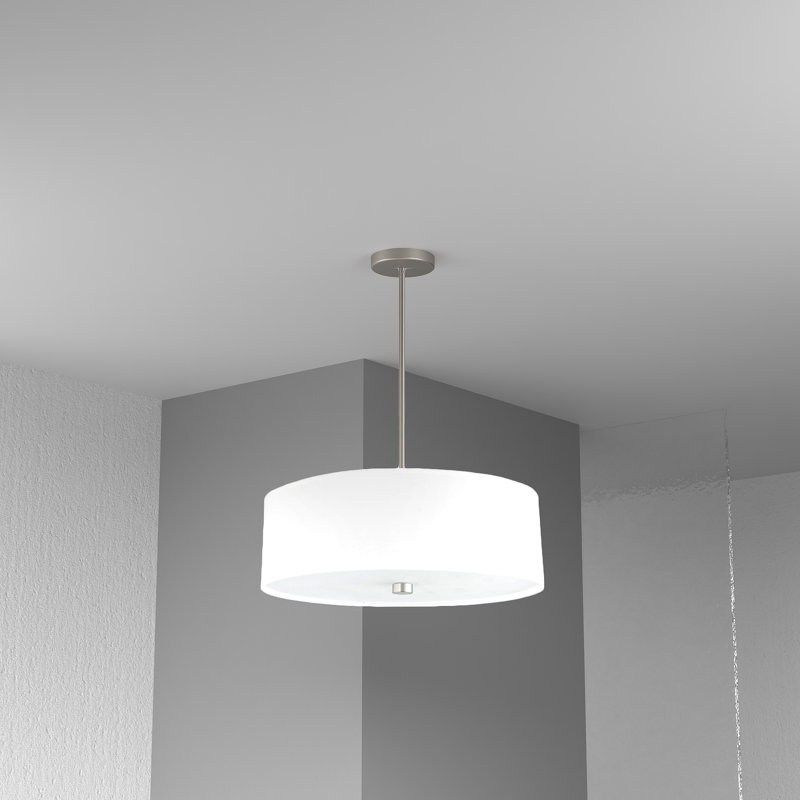 Tess 4 - Light Dimmable Drum Chandelier, White, Satin Chrome