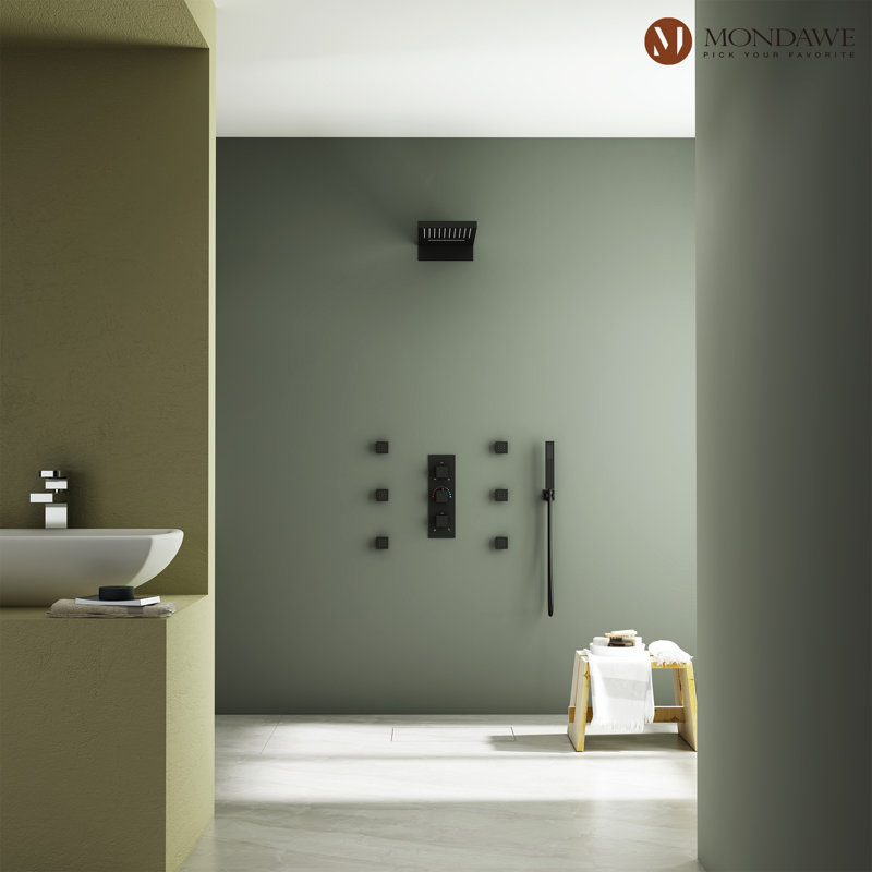 Herathena Complete Shower System with Rough in-Valve, Matte Black
