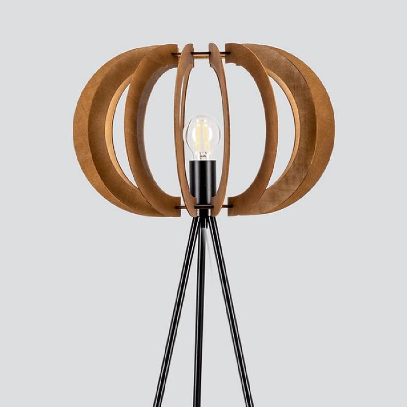 Tidewood 141cm Tripod Floor Lamp, Walnut, Black