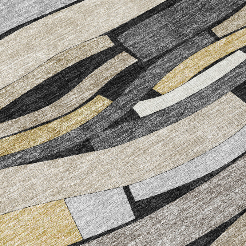 Machine Washable Indoor/Outdoor Chantille ACN2776 Striped Rug, Black, 2'6" x 3'10"