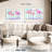 Pink Flamingo Trio On Blue-107965949