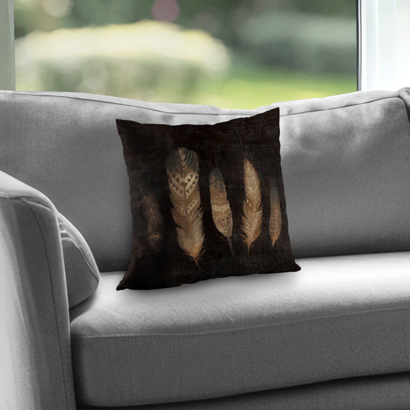 Brown Feathers - Feathers Still Life Poly Twill Throw Pillow – Throw Pillow Cover Only, Double-Sided Print, Insert Not Included