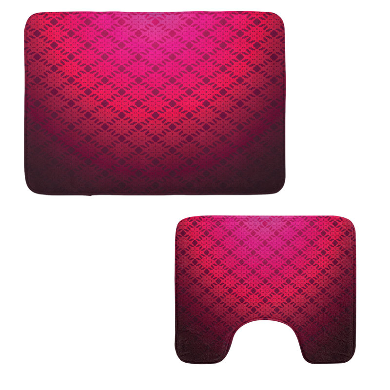  Ensemble de tapis géométriques pour salle de bain 2 pièces
