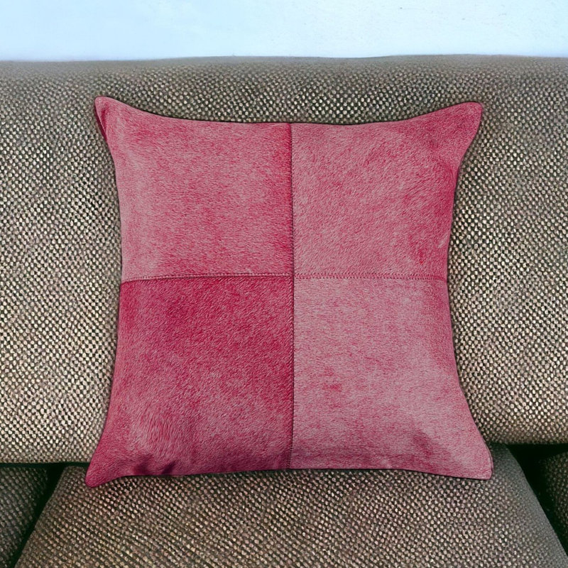 Torino Leather Throw Pillow, Hot Pink, Solid Color