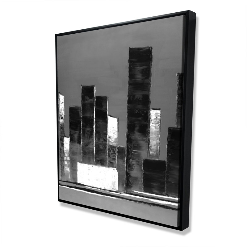 Toile abstraite bâtiments noir et blanc | Décoration de bureau