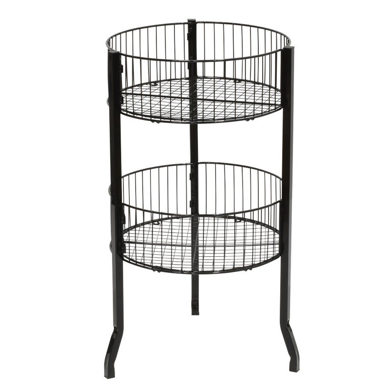 33" H X 18" W - 2-Tier Black Circular Wire Dump Bin Display