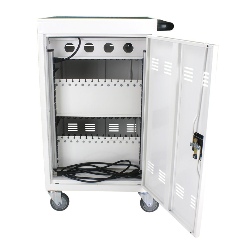Mobile Charging Cart and Cabinet for Tablets Laptops 35-Device (B30PLUS), White