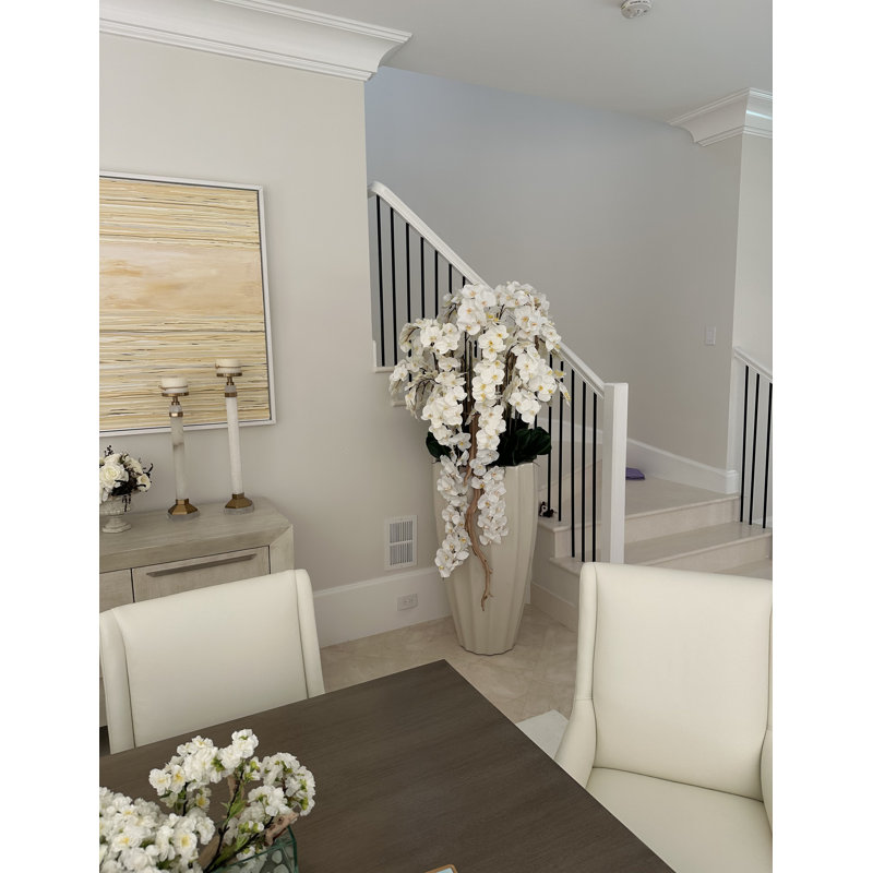 San Jose Planter In Glossy With Cascading Orchids, Black, Yellow