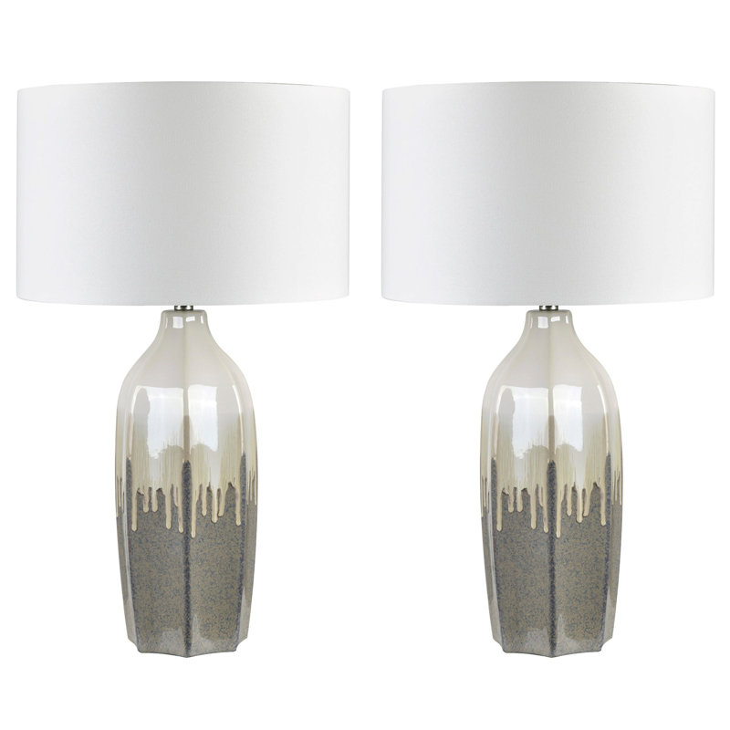 30.75" Ceramic Table Lamp With White Shade