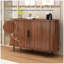 Buffet l 47 po en noyer, armoire d'appoint cannelée avec rebord courbé, crédence à porte coulissante pour salon, salle à manger, cuisine, couloir