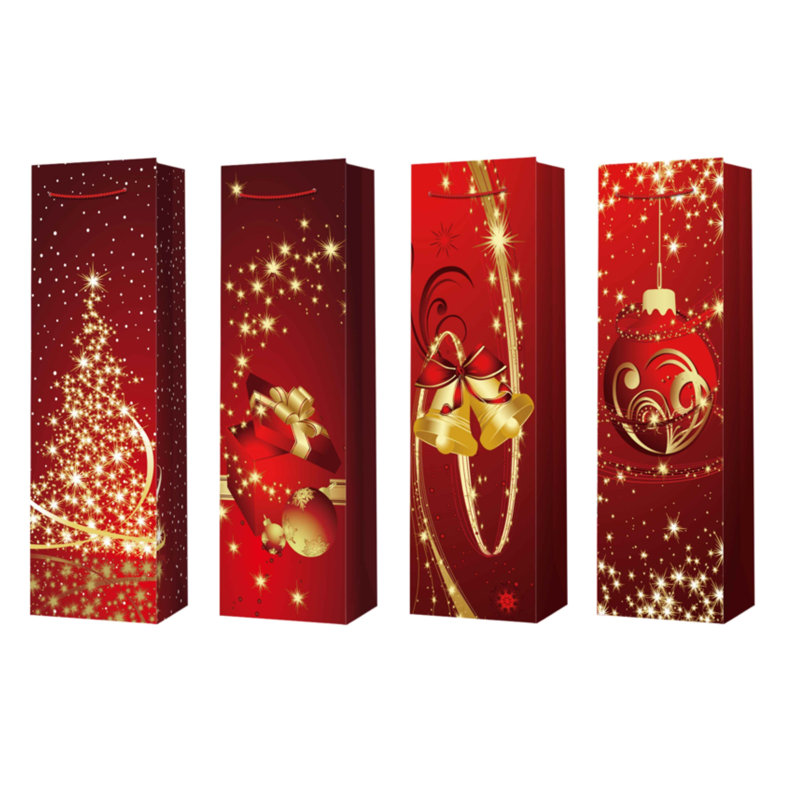 Ensemble de 12 sacs-cadeaux de Noël (rouge festif) (assortis)