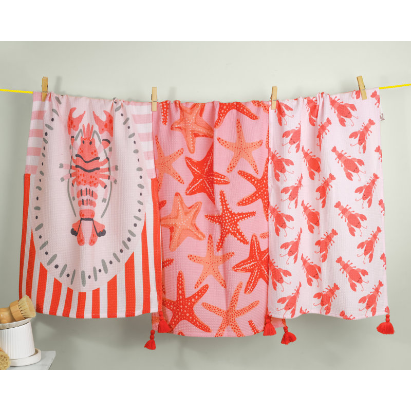 Coastal Lobster & Starfish Kitchen Towel Set