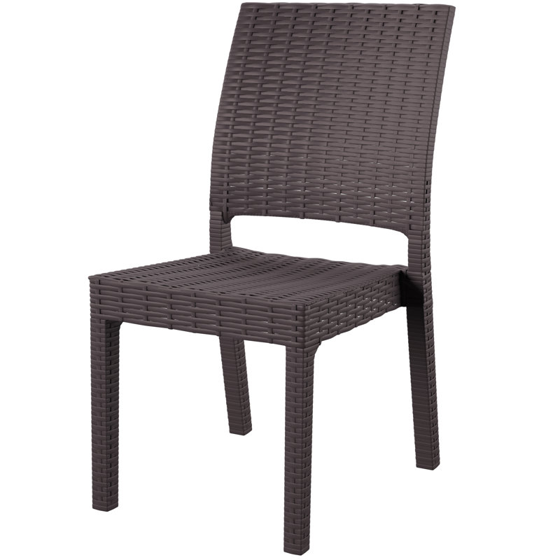 Tomosuke Stacking Patio Dining Side Chair, Brown