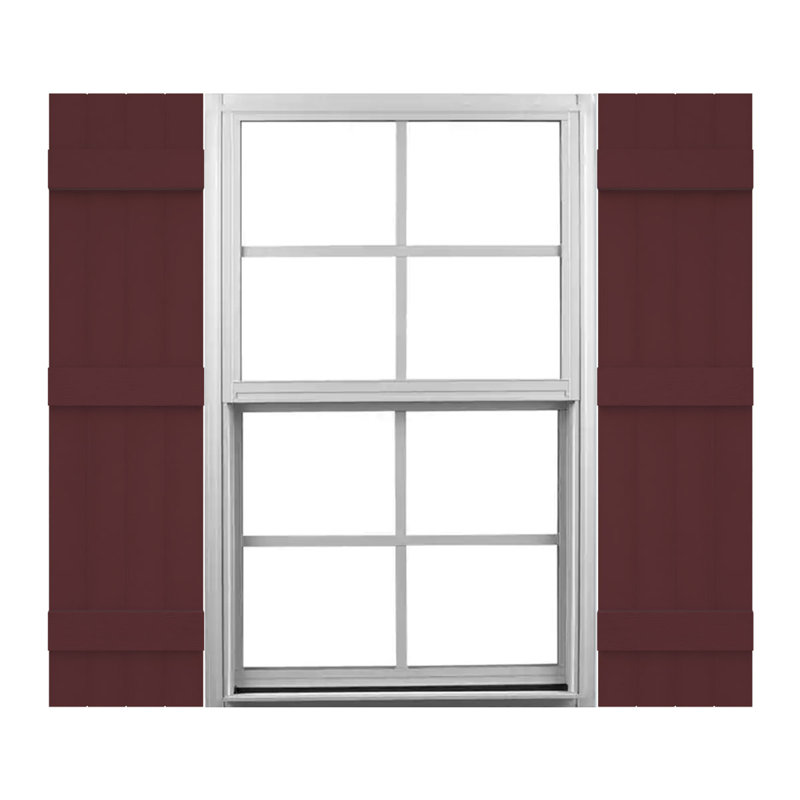 Vinyle Mid-America, quatre planches jointes TailorMade, volets Board-n-Batten, avec cages à volets, Bordeaux, 65"