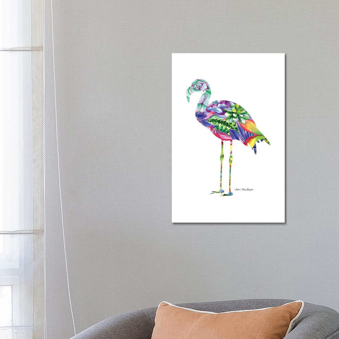 Flamingo Aquarell Sukkulenten von Seven Trees Design - Gallery-Wrapped Canvas Giclée