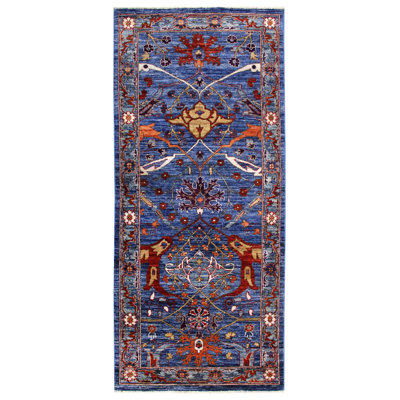 Tapis de couloir unique en laine / coton de style nouvel âge arabesque 2 pi 6 po x 5 pi 9 po One-of-a-Kind Arabesque