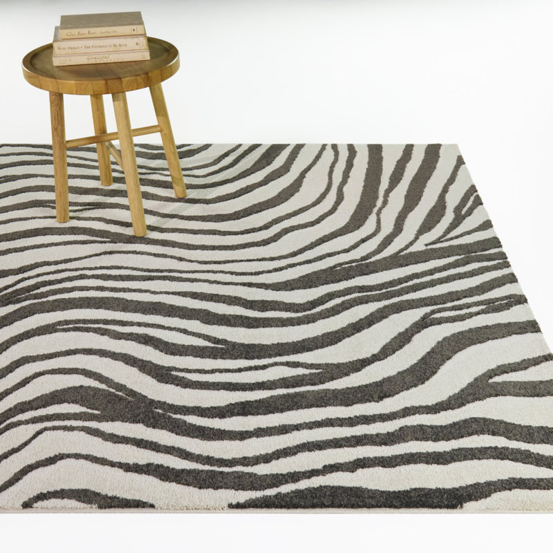 Campavias Charcoal Abstract Waves Area Rug, 7 pi 10 po x 10 pi