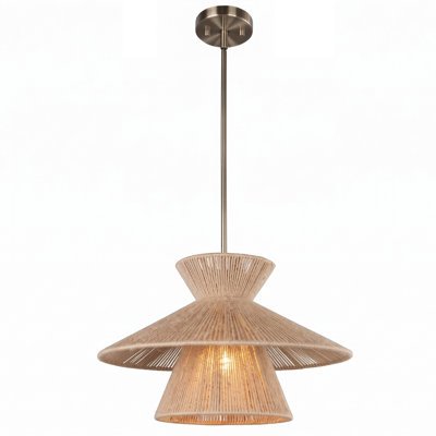 Suspension en rotin de 50 cm, en corde de chanvre naturelle tressée à la main, style bohème, finition laiton antique