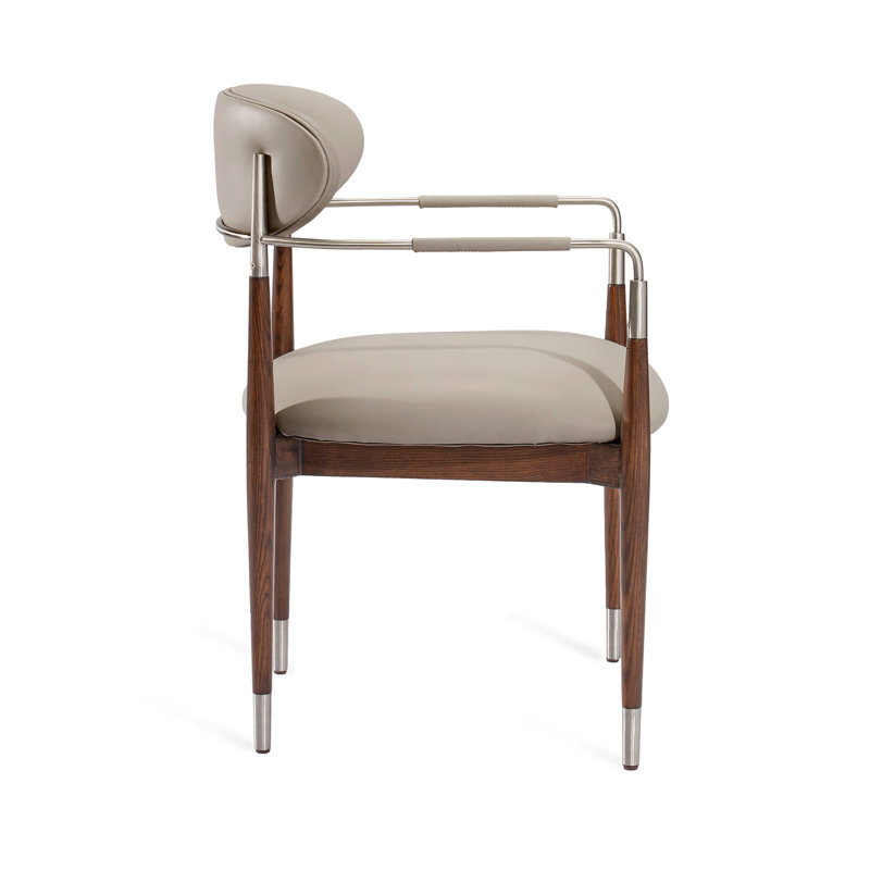 Cidra Upholstered Arm Chair, Tropez Gray, Silver/Brown