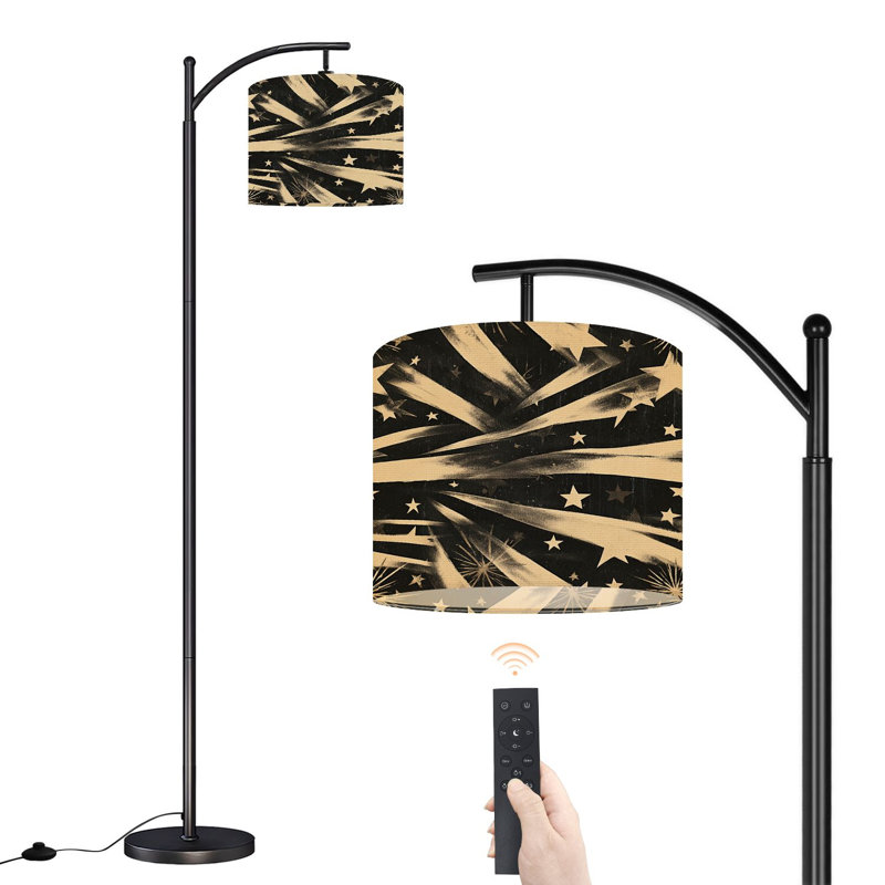 Lampe sur pied à arc avec abat-jour réglable Vintage Starry Burst Rayures dynamiques Rayonnant les étoiles sur pied Lampe 3 températures de couleur à intensité variable Grand mât avec interrupteur au pied pour la chambre à coucher