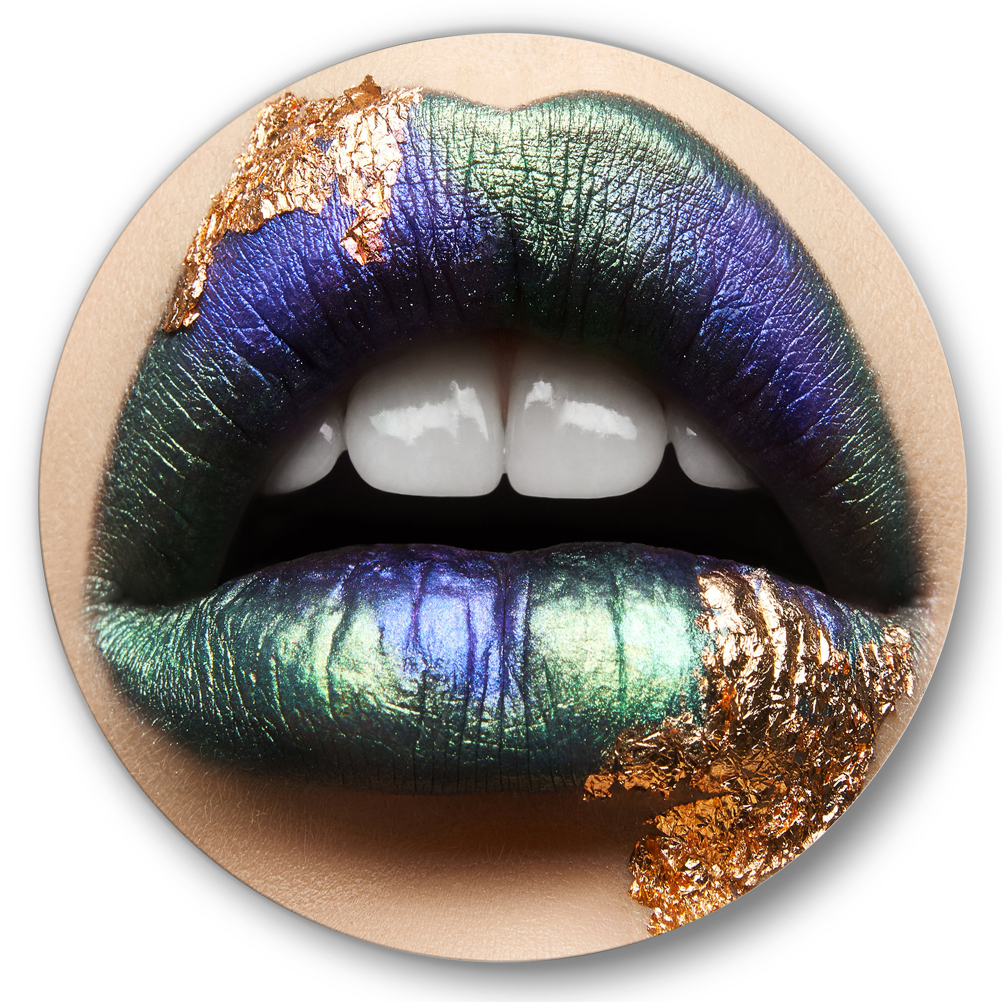 East Urban Home Female Lips With Green Lipstick & Teeth - Modern Metal ...