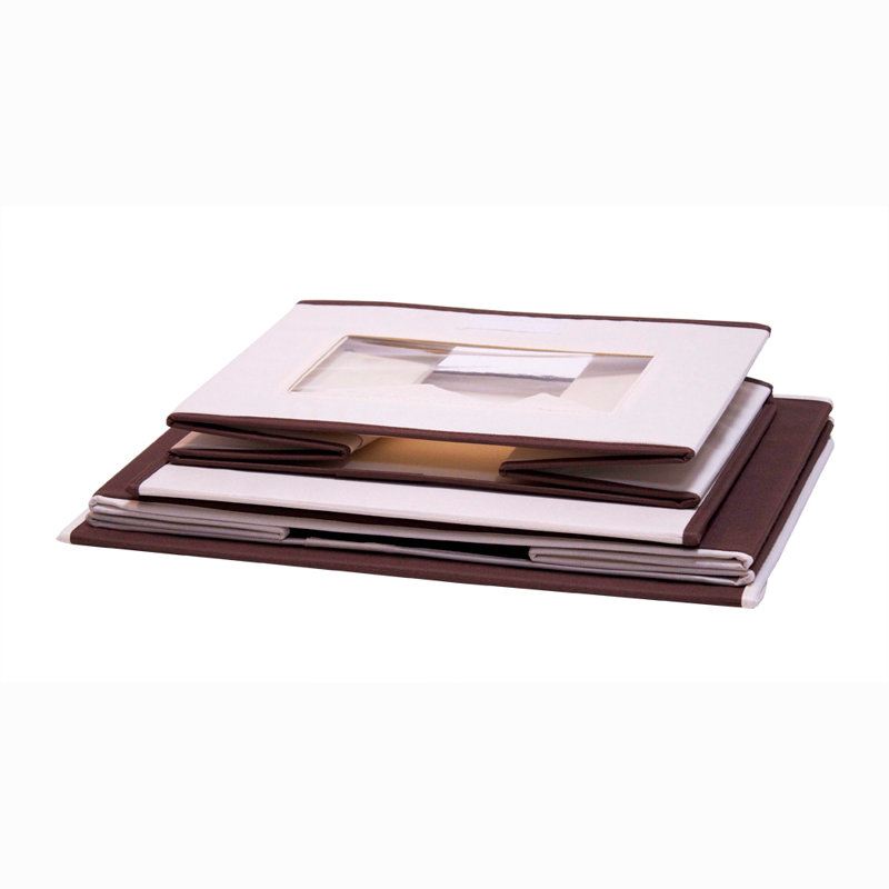 2-Piece Storage Fabric Box Set, Brown / Beige