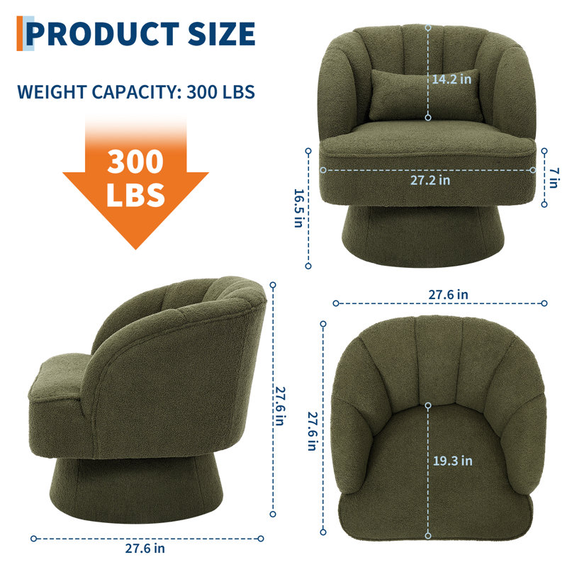 Fauteuil demi-tonneau pivotant Modern, Vert, Vert