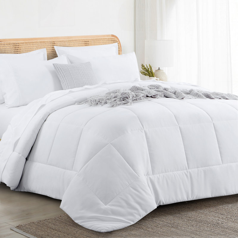 Ensemble d'édredon en microfibre 5/7-pièces , Blanc, Édredon double et 6 pièces supplémentaires