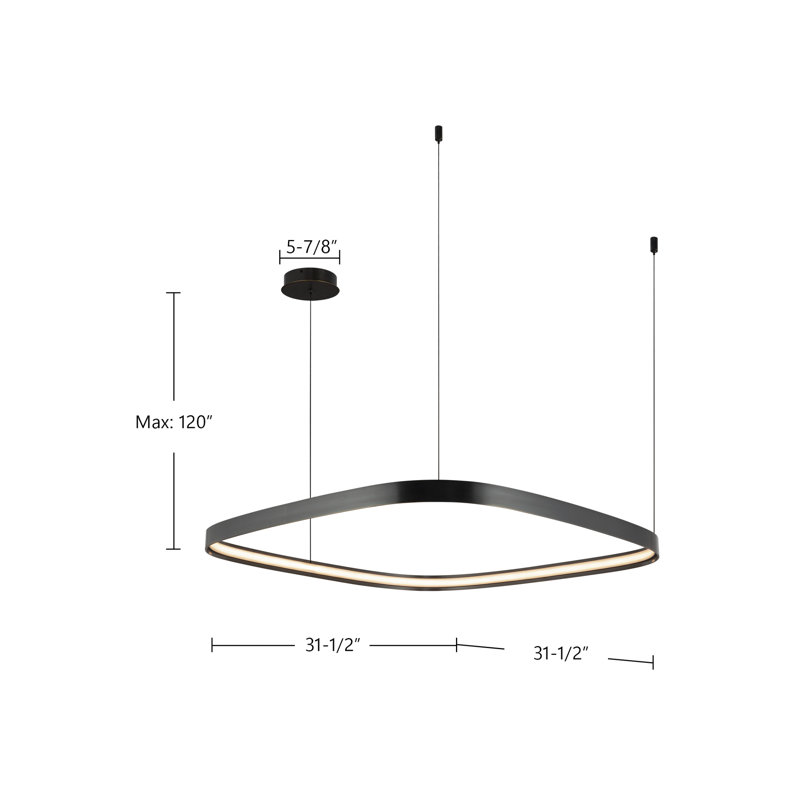 Yukon 1 - Light LED Pendant, 1.5" H x 31.5" W x 31.5" D, Vintage Brass