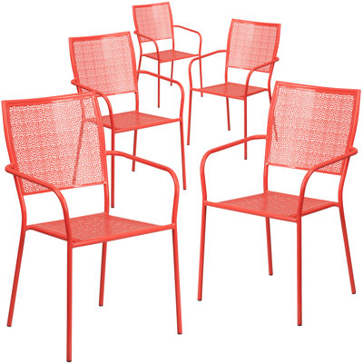 Oia Indoor-Outdoor Steel Patio Arm Chair with Square Back