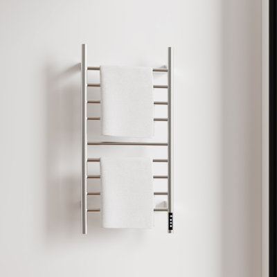 9-Bar Wall-Mounted Electric Towel Warmer with Timer