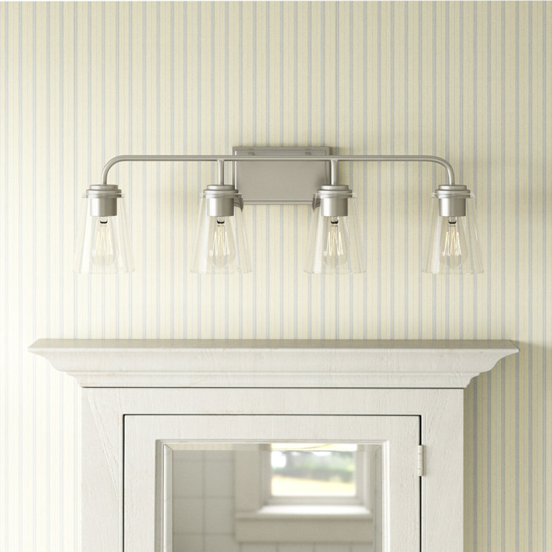 Boornazian 4-Light Dimmable Vanity Light in Brushed Nickel, Brushed Nickel