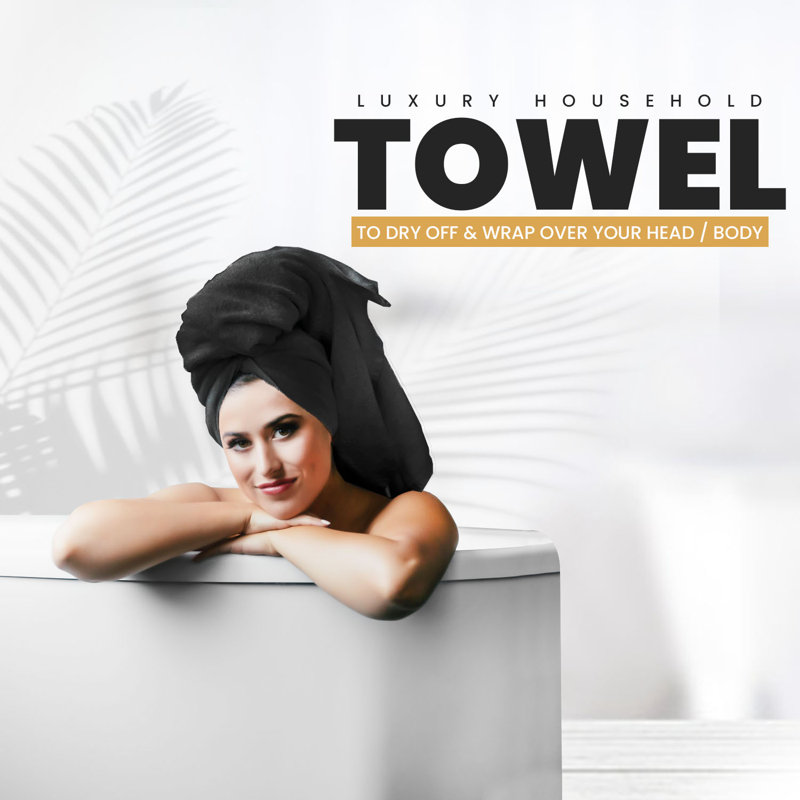 Miami 2 Piece Bath Sheet Same-Size Bale, Black, Bath Towel - 2 Pack