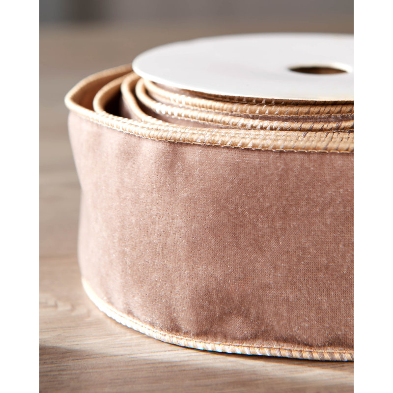 910cm Solid Colour Velvet Ribbon, Mocha