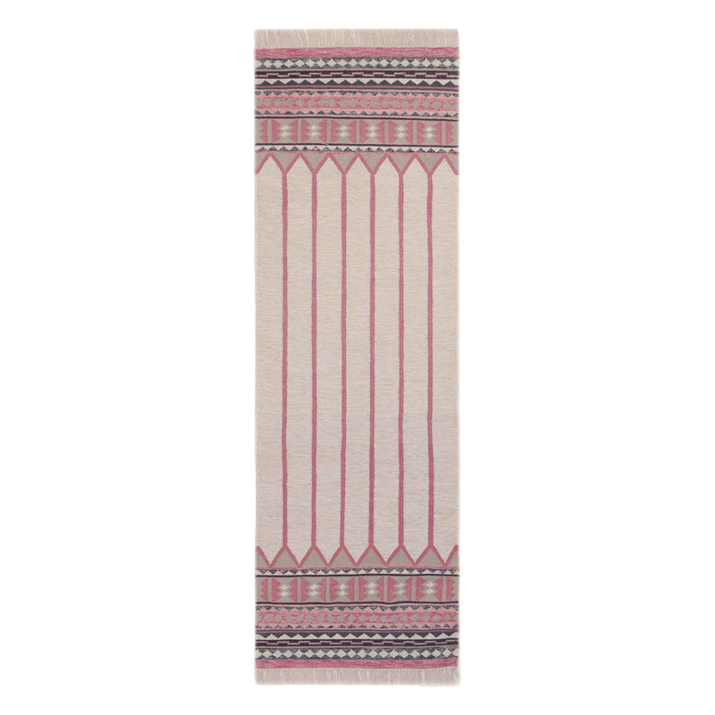 Sand In Your Feet Southwestern Area Rug in Pink/Beige/Gray, Runner 2'6" x 12'